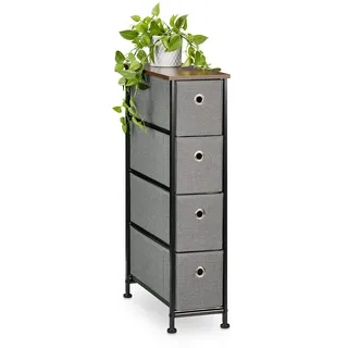 Relaxdays Nischenregal 4 Schubladen 20 x 76 x 48 cm Braun/Grau