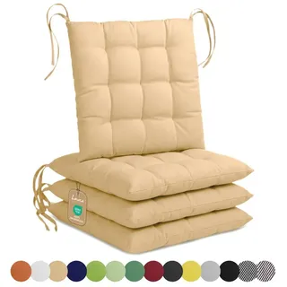 Lavea Stuhlkissen Lavea® Sitzkissen & Stuhlkissen 40x40 cm – 4er/8er Set, 40x40x3 cm, mit Stoffbändern, Indoor & Outdoor, für Garten & Balkon gelb