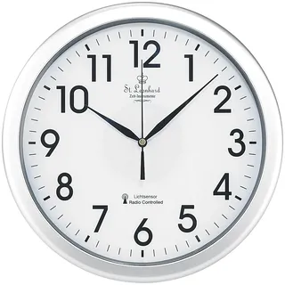 St. Leonhard Wanduhr beleuchtet: Funk-Wanduhr mit Zifferblatt-Beleuchtung & Lichtsensor, kabellos (Funkwanduhr mit Beleuchtung, mit LED, Design)