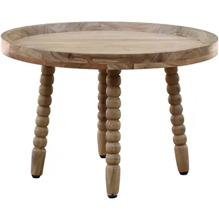 FineBuy Couchtisch rund Braun Akazie 60 x 40 cm