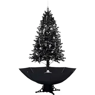 vidaXL Schneiender Weihnachtsbaum mit Schirmfuß Schneefall Künstlich Tannenbaum Christbaum Kunstbaum Dekobaum Weihnachten Dekoration Schwarz 190cm PVC