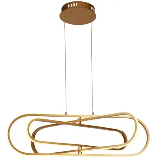 Searchlight Led-Pendelleuchte Clip, Weiß, Gold, Metall, Kunststoff, G, 80x74.5x120 cm, höhenverstellbar, Lampen & Leuchten, Innenbeleuchtung, Leuchten nach Räumen, Wohnzimmerlampen