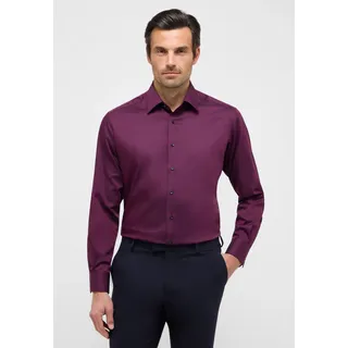 Langarmhemd ETERNA "MODERN FIT", Herren, Gr. 42, Normalgrößen, lila (aubergine), Satin, 100% cotton, tailliert, Langarm Manschette, Hemden, NON IRON (bügelfrei)