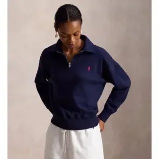 Polo Ralph Lauren für Damen. 211B18686003 Leichter Fleece-Pullover mit marinefarbenem Reißverschluss (XL), Lässig, Baumwolle