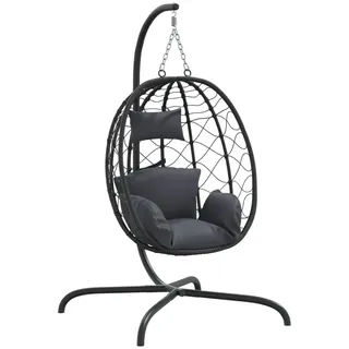 vidaXL Hängesessel Ei mit Kissen Grau