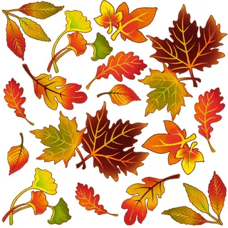 alles-meine.de GmbH Wandsticker + Fensterbilder Motive frei wählbar Kinder & Erwachsene - 16 TLG - Bunte Herbst Laub Blätter - selbstklebend + wiederverwendbar - Wandtattoo -..