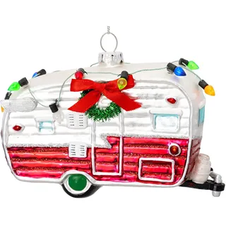 SIKORA Christbaumschmuck Camper besondere Weihnachtskugel Glas Anhänger – BS909, Christbaumschmuck Deko - traditionell, witzig & außergewöhnlich