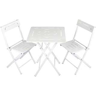 Set aus Tisch und Gartenstühlen MDF weiß Gartenmöbelset
