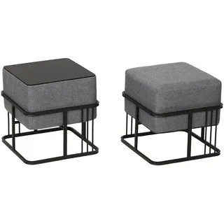 [en.casa] Hocker Tas 38 x 38 x 38 cm Dunkelgrau