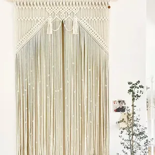 Makramee Wandbehang Vorhang,Große Gewebt Tapisserie Makramee Tür Hängend, Raumteiler Vorhänge Fenstervorhang Türvorhänge, Baumwolle Fadenvorhang,Boho Türvorhang,für Zimmer Hochzeitsfeier Dekor (Stil4)