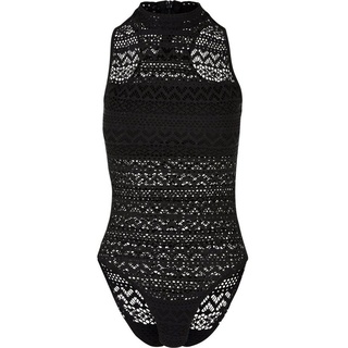 URBAN CLASSICS Body Urban Classics Damen Ladies Crochet Jersey Turtleneck Body schwarz 5XL