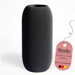 Rivello - Home & Living Dekovase Rivello 3D Vase – Zilder Deko-Bodenvase für Schnitt-/Trockenblumen schwarz 20 cm