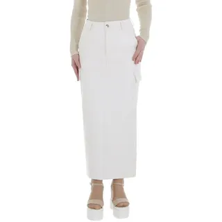 Ital-Design Lederimitatrock Damen Elegant (86365152) Stretch Maxirock in Weiß weiß M