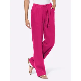 Schlupfhose HEINE, Damen, Gr. 44, Normalgrößen, pink, 100% Leinen, unifarben, lang, Hosen Schlupfhose
