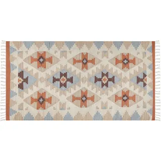 Beliani Teppich DILIJAN Bunt 80 x 150 cm Baumwolle Kelim