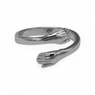 Eyecatcher Silberring Umarmende Hände 925 Sterling Silber oder vergoldet, Freundschaftsring, Verlobungsring silberfarben Onesize