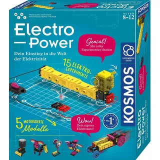 KOSMOS Electro Power, Technik Experimentierkasten für Kinder ab 8 Jahre, Elektronik Baukasten mit 5 motorisierten Modellen, Einstieg in die Welt der Elektrizität, Amazon Exklusiv, 620707