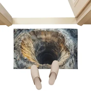Gwtdtoad 3D Fußmatte Mit Optische Illusion, 50x80cm rutschfeste Kristall Samt Teppich Mit Endloser Abgrund Effekt, Schnelltrocknende Türmatte Für Zuhause Eingangsbereich Wohnzimmer