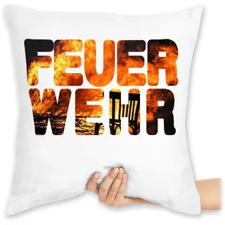 Shirtracer Kissen 40x40 Zierkissen - Feuerwehr Flammen - 40 x 40 cm - Weiß - feuerwehrgeschenkartikel kissenhülle feuerwehrmann mit bezug feuerwehrgeschenk Pillow feuerwehrgeschenke fire Fighter