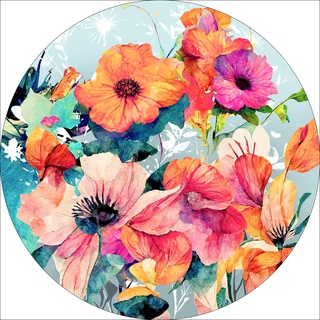 Pro-Art Glasbild Watercolor Flowers V, rund 30 cm