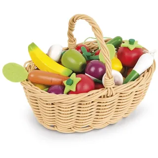Juratoys Obst- und Gemüse Sortiment Im Korb - 24-teiliges Spielset für kleine Köche