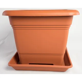 Pflanzkübel Nora mit Untersetzer in versch. Farben und Größen, Farbe:Terracotta, Durchmesser:48 cm
