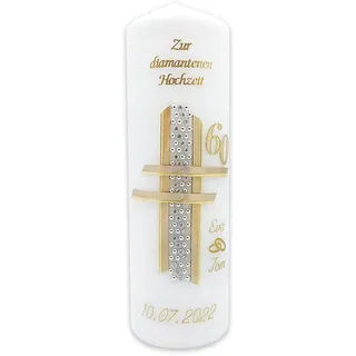 Hochzeitskerze mit Namen & Datum Diamantene Hochzeit 60 DH-18g