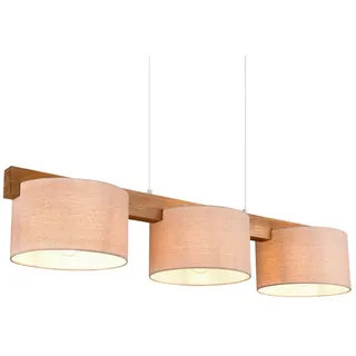 meineWunschleuchte Holzbalken 3-flg. 100 cm Stoffschirm/beige