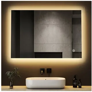 WDWRITTI Badspiegel Wandspiegel Led 80x60 Memory-Funktion 3Lichtfarben Helligkeit dimmbar (Badezimmerspiegel mit Beleuchtung,Spiegel led,Lichtspiegel, 60x80cm), energiesparender,IP44 bunt