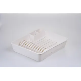 KONZEPT Abtropfgestell Geschirr Abtropfgitter Schale weiß 43x35x9cm, Geschirrkorb Abtropfkorb für Spüle - aus robustem Kunststoff Made in Europe