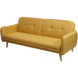 Schlafsofa HWC-J18, Couch Klappsofa Gästebett Bettsofa, Schlaffunktion Stoff/Textil ~ gelb