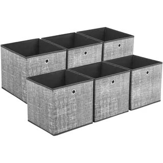 Sekey Aufbewahrungsbox Stoff, Faltbox Organizer mit Griff, Einsatz für Kallax Regal, EKET Würfelregal, Aufbewahrungskorb für Spielzeug & Kleidung - 6er Set, 30x30x30cm, Grau