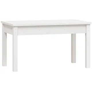 Gartenbank wetterfest Holzbank Sitzfläche Sitzbank ohne Rückenlehne Outdoor Hockerbank Parkbank Gartenmöbel für Innen und Außen, Weiß 80x44x45 cm Massivholz Kiefer