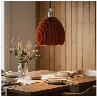 Roomberry Lampenschirm für Hängelampe & Pendelleuchte, bunt, 7 Farben, E27, Ø 24/34 cm, Elys, für Deckenlampe im Wohnzimmer rot Ø 34 cm x 32 cm
