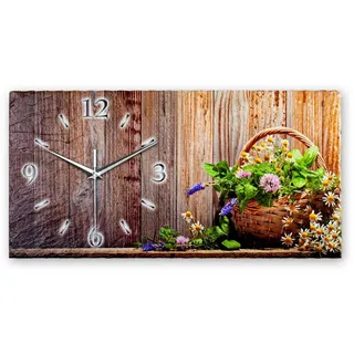 Kreative Feder Wanduhr Designer-Wanduhr aus Stein (Schiefer) mit flüsterleisem Uhrwerk (ohne Ticken; außergewöhnlich & modern; Größe ca. 50x25cm) braun