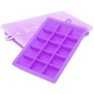 Intirilife 2x Eiswürfelformen mit Deckel in LILA | Trinken, Barausstattung