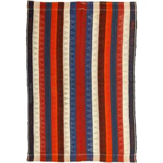 Nain Trading Orientteppich Perser Kelim Fars Antik 224x153 Handgewebt Orientteppich, Höhe: 0.4 mm blau
