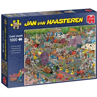 JUMBO Spiele Jumbo 19071 - Jan van Haasteren Die Blumenparade, Flower Parade, Comic Puzzle 1000 Teile