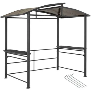 Tectake Grillpavillon Asado 2,4 x 1,5 m inkl. 3 Seitenteile Grau