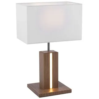 JUST LIGHT LED Tischleuchte, Leuchtmittel nicht inklusive, Neutralweiß, Warmweiß, Nachttischlampe Holzoptik Tischleuchte Landhausstil Tischlampe weiß