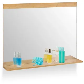 relaxdays Wandspiegel Bambus mit Ablage (1-St) braun