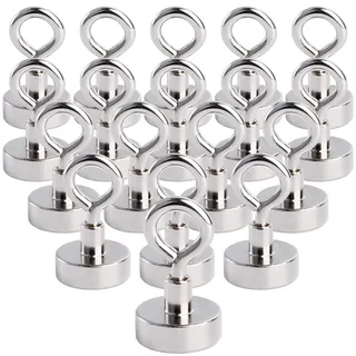MIN CI 18 Stück Neodym Magnete 20mm Zugkraft 10kg (22lbs), Runde Magnethaken für Camping, Garage