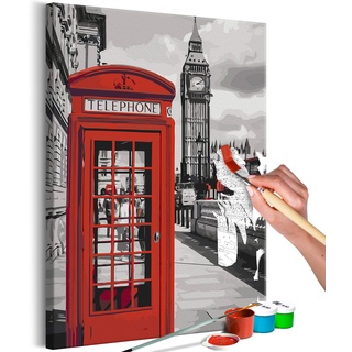 murando - Malen nach Zahlen London Telefonzelle 40x60 cm Malset mit Holzrahmen auf Leinwand für Erwachsene Kinder Gemälde Handgemalt Kit DIY Geschenk Dekoration n-A-0721-d-a