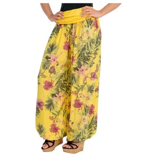 malito more than fashion Haremshose malito Damen Aladinhose mit floralem Muster, Haremshose zum Tanzen, Aladinhose mit floralem Muster Einheitsgröße gelb 34-42