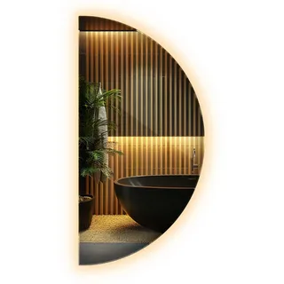 Wallfluent Led-Spiegel, Gelb, Glas, Organisch, 25x50x0.4 cm, Spiegel, Wandspiegel