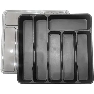 Generisch Besteck-Schubladen-Organizer – Besteck-Organizer Mit Deckel | 32x30x5,4cm Besteckschubladeneinsatz | Löffel-Organizer Für Schublade | Besteckteiler | Küchenschublade Besteckkasten