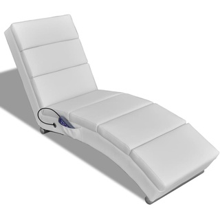 Massagestuhl 51x155x73 cm - Elektrisch TV-Massagesessel Fernsehsessel Relaxsessel Weiß Kunstleder HOMMIE II
