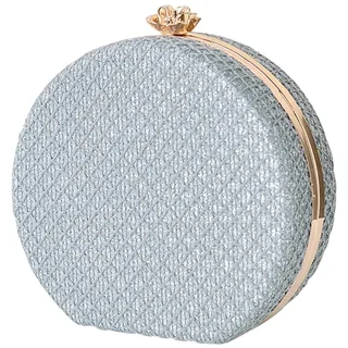 CORIOS Damen Clutch Rund Abendtasche Elegant Handtasche Abnehmbarer Kette Schultertasche Luxus Portemonnaie Tasche Brauttasche Messenger Bag für Hochzeit Abendparty Tanzparty Bankett Silber