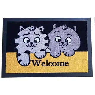 Trendstern Fußmatte Tiere Welcome-Katzen Duo 40x60 cm | Eulen Katzen Hunde Blumen, für Innen und Außen, wetterfest, rutschfest, waschbar