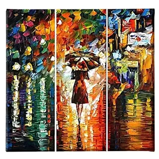 Homemania HM203PKNV-180 Regenschirm-Bild, 3-teilig, Kunst und Graffiti, für Wohnzimmer, Schlafzimmer, Mehrfarbig, Polyester, Holz, 69 x 3 x 50 cm